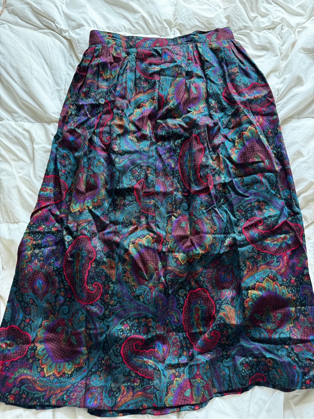 Courtenay Multicolor Paisley Maxi Skirt - Teal, Magenta & Purple